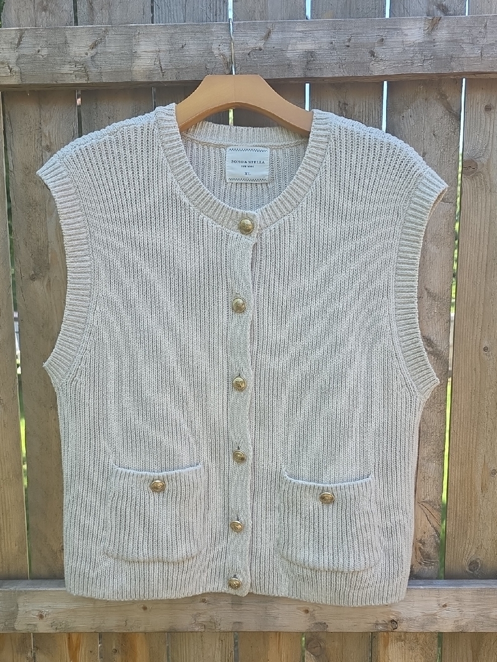 Knit Vest with Gold Buttons